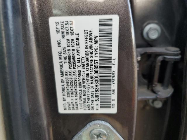 5J8TB3H33DL008557 - 2013 ACURA RDX GRAY photo 13