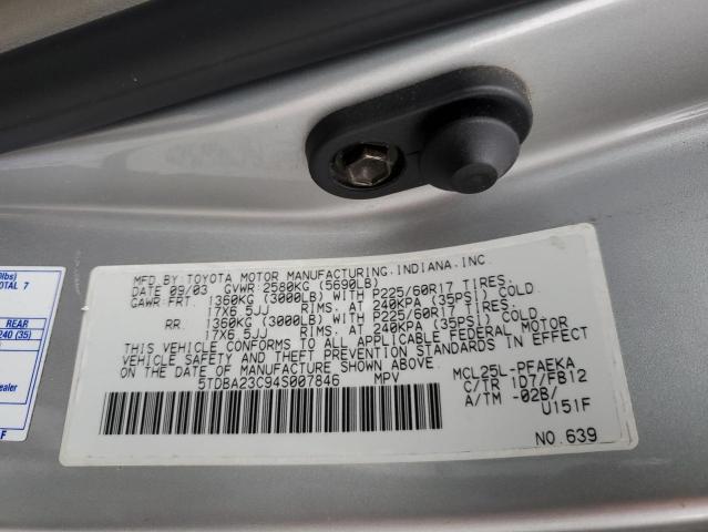 5TDBA23C94S007846 - 2004 TOYOTA SIENNA LE SILVER photo 14