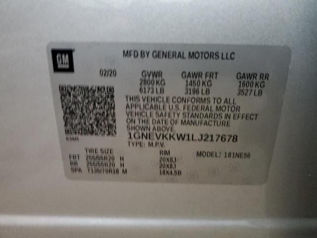 1GNEVKKW1LJ217678 - 2020 CHEVROLET TRAVERSE PREMIER SILVER photo 14