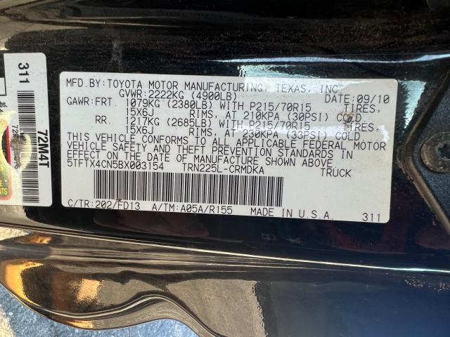 5TFTX4CN5BX003154 - 2011 TOYOTA TACOMA ACCESS CAB შავი ფოტო 10