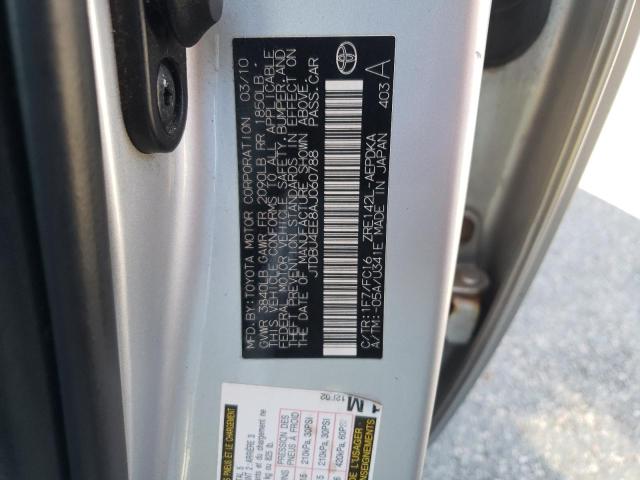JTDBU4EE8AJ060788 - 2010 TOYOTA COROLLA BASE SILVER photo 12