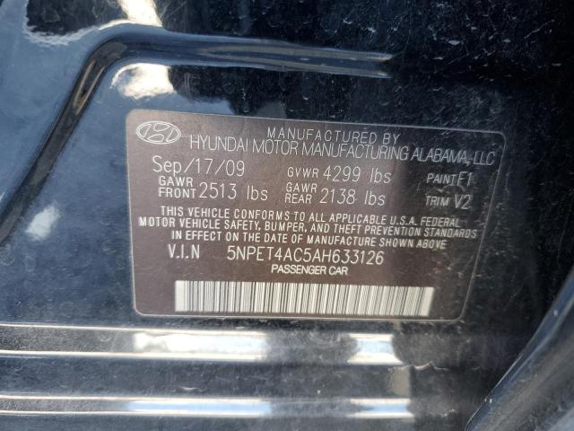 5NPET4AC5AH633126 - 2010 HYUNDAI SONATA GLS BLACK photo 12