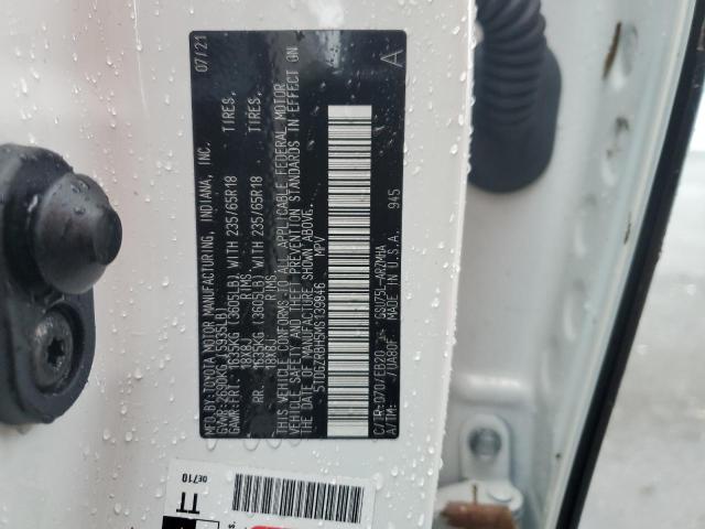 5TDGZRBH5MS139846 - 2021 TOYOTA HIGHLANDER XLE WHITE photo 12