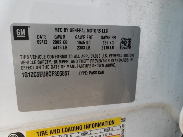 1G1ZC5EU8CF396857 - 2012 CHEVROLET MALIBU 1LT WHITE photo 12