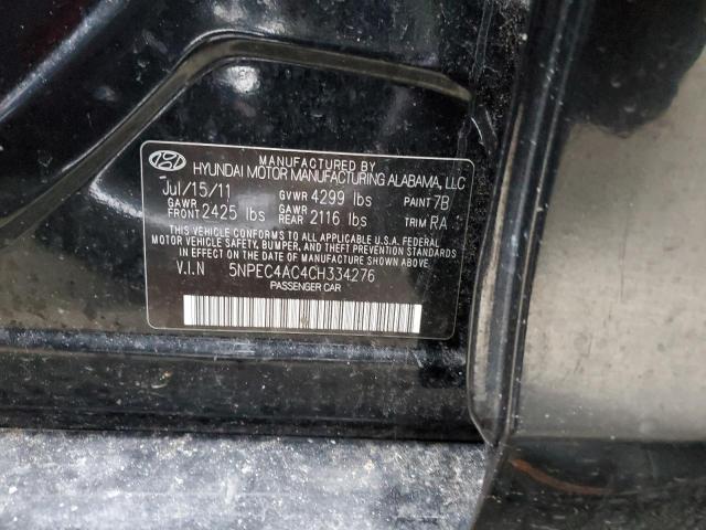 5NPEC4AC4CH334276 - 2012 HYUNDAI SONATA SE BLACK photo 12