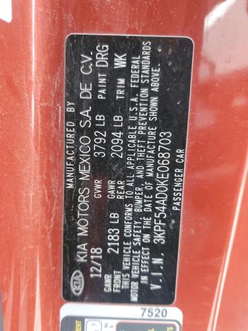 3KPF54AD0KE068703 - 2019 KIA FORTE EX ORANGE photo 12