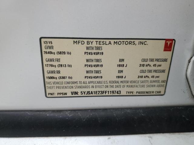5YJSA1E23FF119743 - 2015 TESLA MODEL S Ağ foto 12