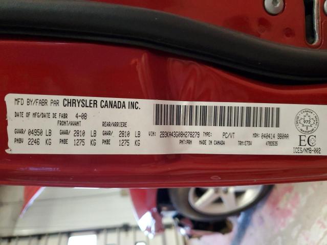 2B3KA43G08H278279 - 2008 DODGE CHARGER RED photo 12