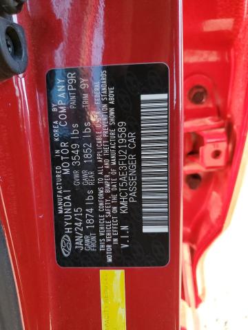 KMHCT5AE3FU219589 - 2015 HYUNDAI ACCENT GS RED photo 12