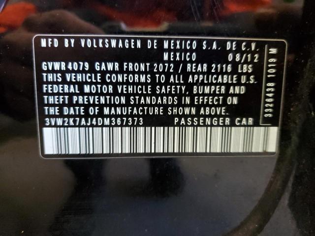 3VW2K7AJ4DM367373 - 2013 VOLKSWAGEN JETTA BASE BLACK photo 12