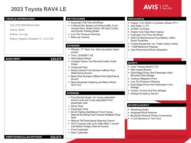 2T3F1RFV6PW373001 - 2023 TOYOTA RAV4 LE WHITE photo 12