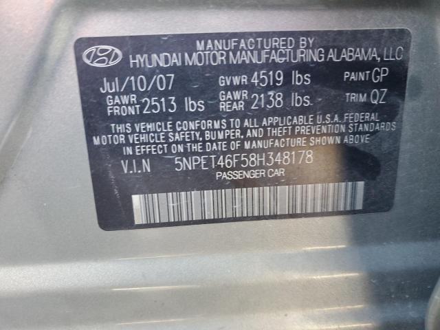 5NPET46F58H348178 - 2008 HYUNDAI SONATA GLS GREEN photo 12