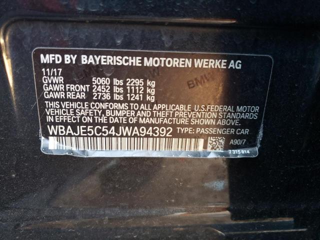 WBAJE5C54JWA94392 - 2018 BMW 540 I BLACK photo 12