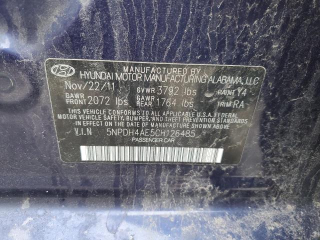 5NPDH4AE5CH126485 - 2012 HYUNDAI ELANTRA GLS BLUE photo 12