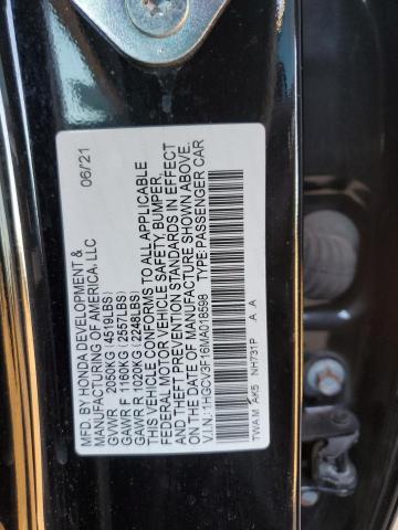 1HGCV3F16MA018598 - 2021 HONDA ACCORD HYBRID BLACK photo 12