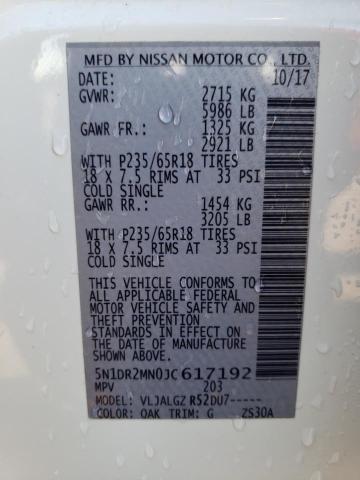 5N1DR2MN0JC617192 - 2018 NISSAN PATHFINDER S WHITE photo 13