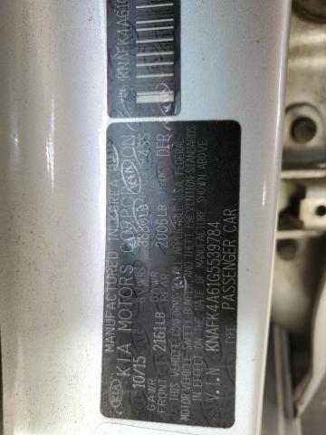 KNAFK4A61G5539784 - 2016 KIA FORTE LX SILVER photo 12