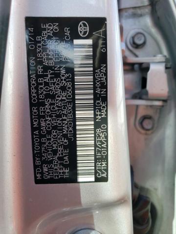 JTDKDTB3XE1060813 - 2014 TOYOTA PRIUS C SILVER photo 13