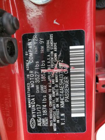 KMHCT4AE5HU373802 - 2017 HYUNDAI ACCENT SE RED photo 12