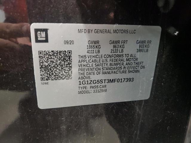 1G1ZG5ST3MF017393 - 2021 CHEVROLET MALIBU RS PURPLE photo 12