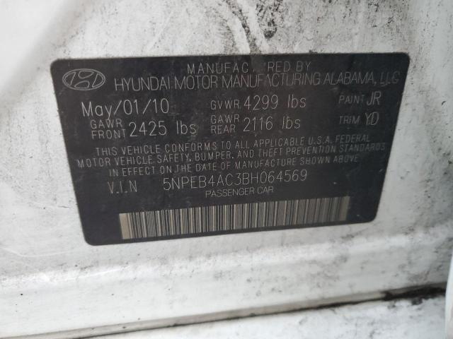 5NPEB4AC3BH064569 - 2011 HYUNDAI SONATA GLS WHITE photo 12