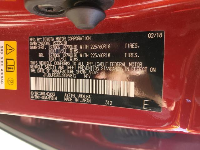 JTJBJRBZ8J2089812 - 2018 LEXUS NX 300H RED photo 13