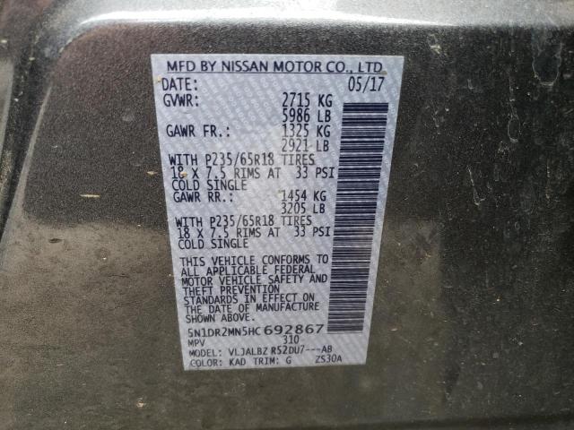 5N1DR2MN5HC692867 - 2017 NISSAN PATHFINDER S GRAY photo 13