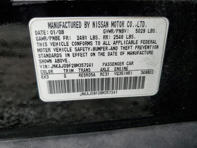 JNKAJ09F28M357241 - 2008 INFINITI EX35 BASE შავი ფოტო 12