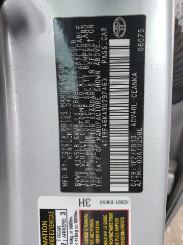 4T1BE46K49U297463 - 2009 TOYOTA CAMRY BASE SILVER photo 13