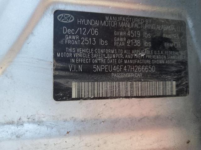 5NPEU46F47H266650 - 2007 HYUNDAI SONATA SE SILVER photo 12