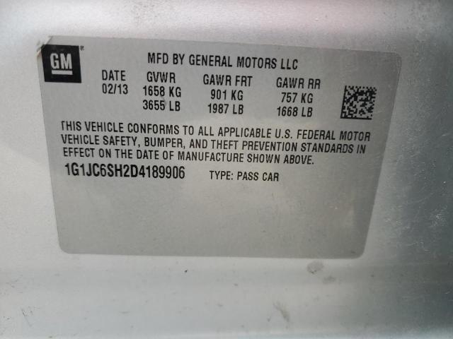 1G1JC6SH2D4189906 - 2013 CHEVROLET SONIC LT SILVER photo 12