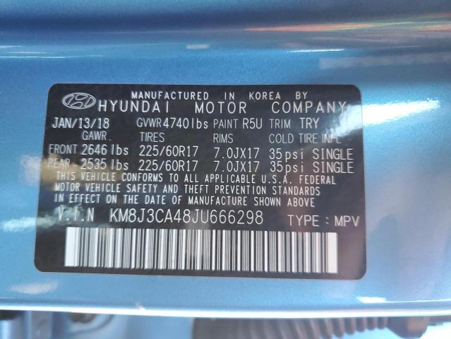 KM8J3CA48JU666298 - 2018 HYUNDAI TUCSON SEL BLUE photo 12