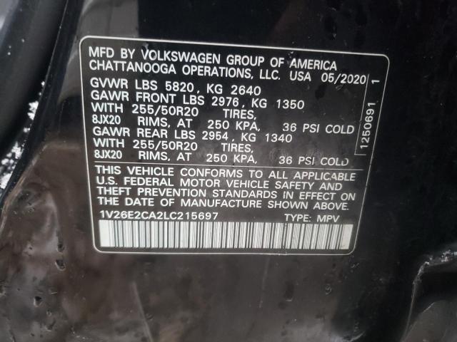 1V26E2CA2LC215697 - 2020 VOLKSWAGEN ATLAS CROS SE BLACK photo 12