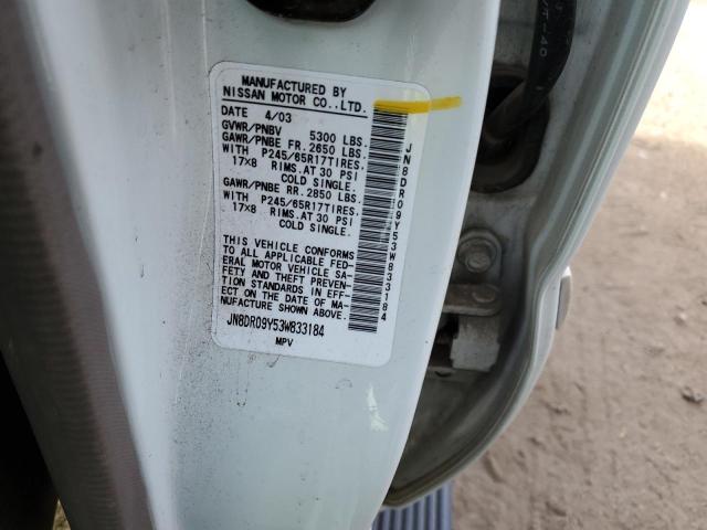 JN8DR09Y53W833184 - 2003 NISSAN PATHFINDER LE WHITE photo 13