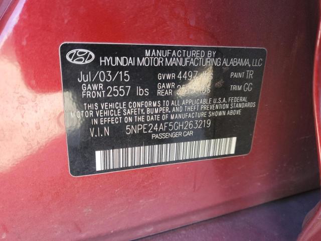 5NPE24AF5GH263219 - 2016 HYUNDAI SONATA SE MAROON photo 12