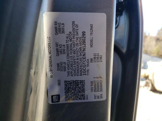 1GCGTCEN7N1280299 - 2022 CHEVROLET COLORADO LT GRAY photo 12