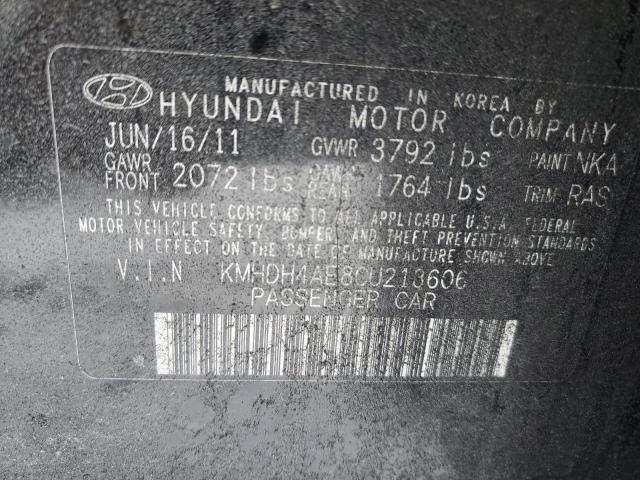 KMHDH4AE8CU213606 - 2012 HYUNDAI ELANTRA GLS BLACK photo 12