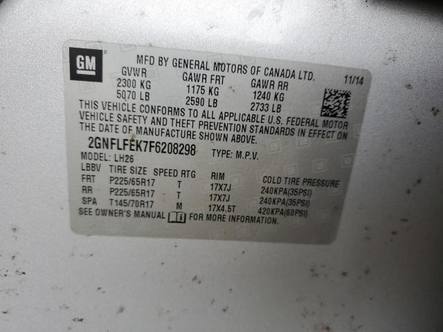 2GNFLFEK7F6208298 - 2015 CHEVROLET EQUINOX LT SILVER photo 12