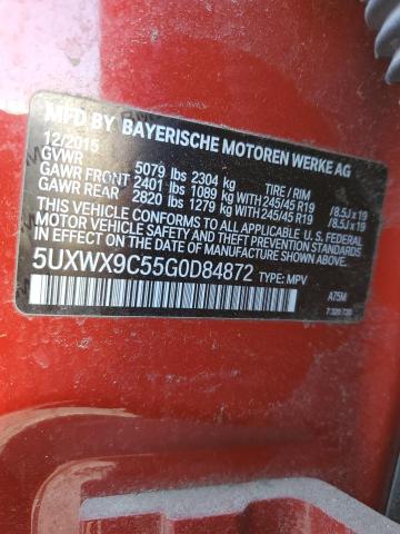 5UXWX9C55G0D84872 - 2016 BMW X3 XDRIVE28I RED photo 12