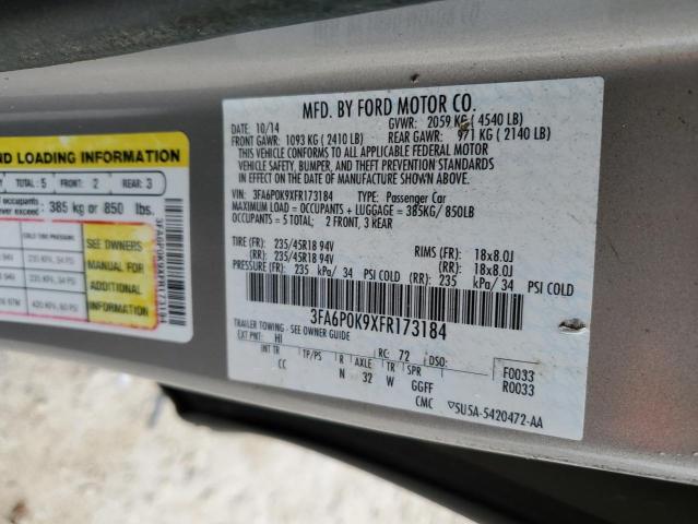 3FA6P0K9XFR173184 - 2015 FORD FUSION TITANIUM GOLD photo 12