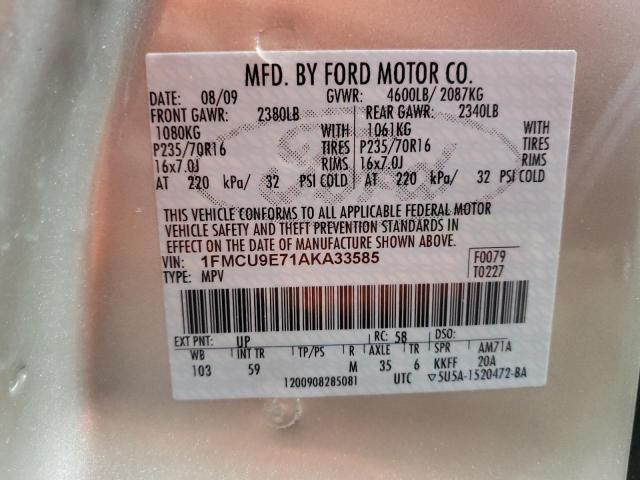 1FMCU9E71AKA33585 - 2010 FORD ESCAPE LIMITED CREAM photo 12