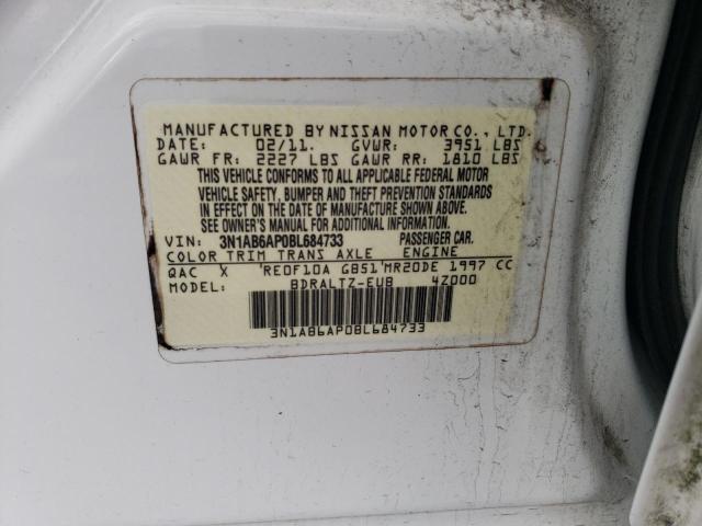 3N1AB6AP0BL684733 - 2011 NISSAN SENTRA 2.0 WHITE photo 12