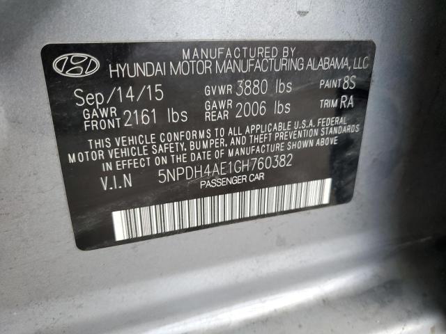 5NPDH4AE1GH760382 - 2016 HYUNDAI ELANTRA SE SILVER photo 12