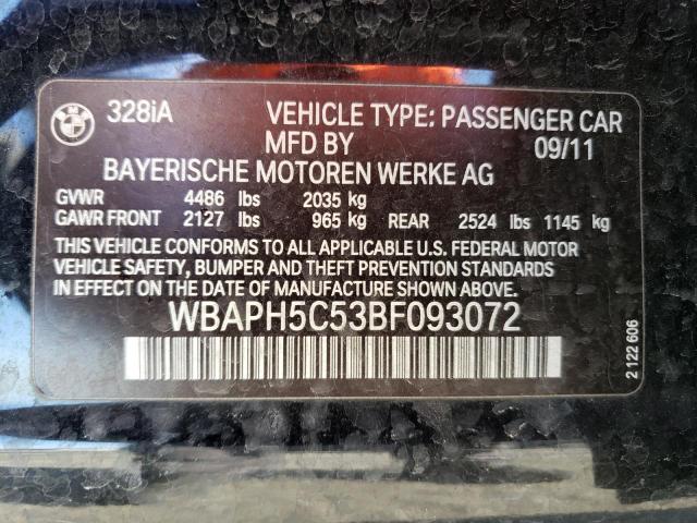 WBAPH5C53BF093072 - 2011 BMW 328 I SULEV BLACK photo 13