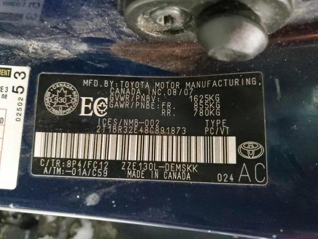 2T1BR32E48C891873 - 2008 TOYOTA COROLLA CE BLUE photo 13