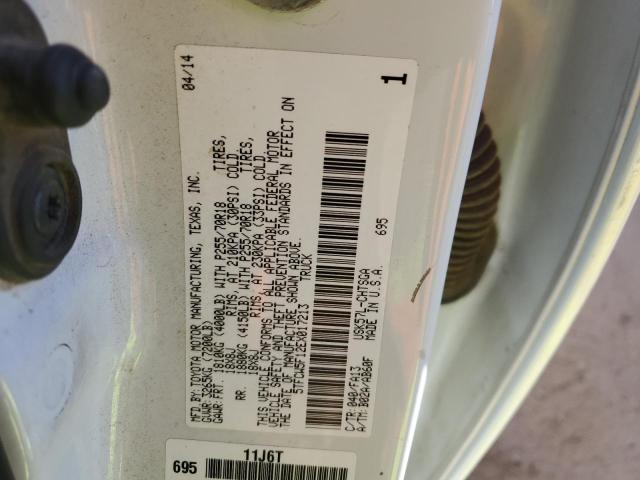 5TFCW5F12EX017213 - 2014 TOYOTA TUNDRA DOUBLE CAB SR/SR5 WHITE photo 12