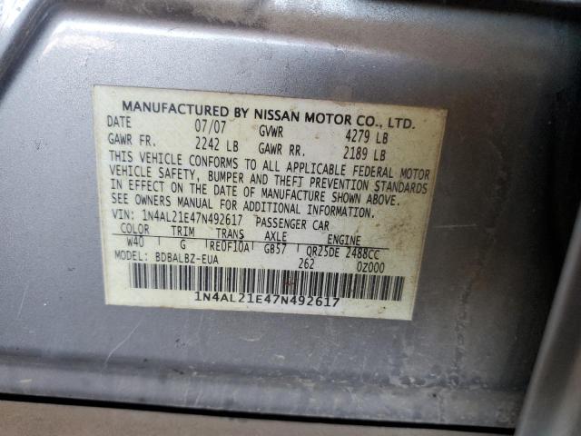 1N4AL21E47N492617 - 2007 NISSAN ALTIMA 2.5 GRAY photo 12