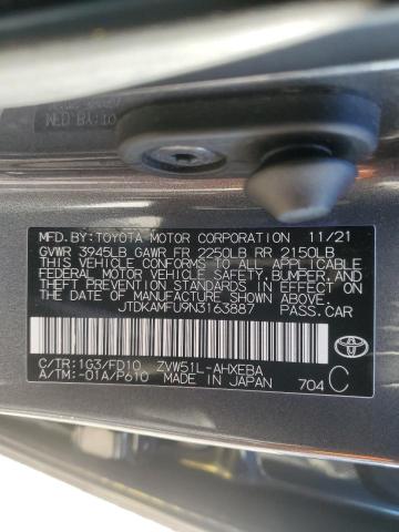 JTDKAMFU9N3163887 - 2022 TOYOTA PRIUS NIGHT SHADE GRAY photo 12