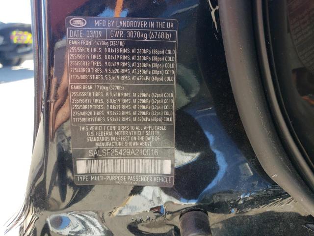 SALSF25429A210016 - 2009 LAND ROVER RANGE ROVE HSE BLACK photo 12