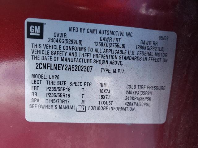 2CNFLNEY2A6202307 - 2010 CHEVROLET EQUINOX LT BURGUNDY photo 13